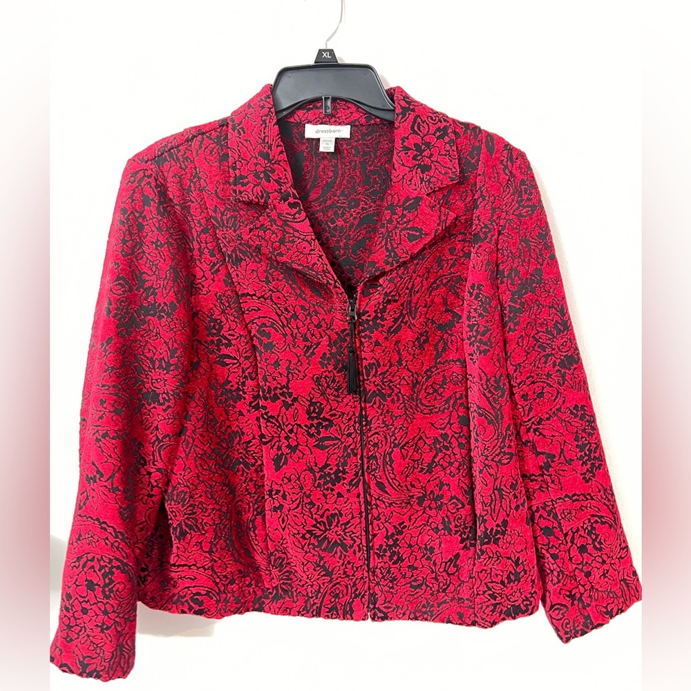 Dressbarn Red & Black Holiday Blazer Jacket Size XLP